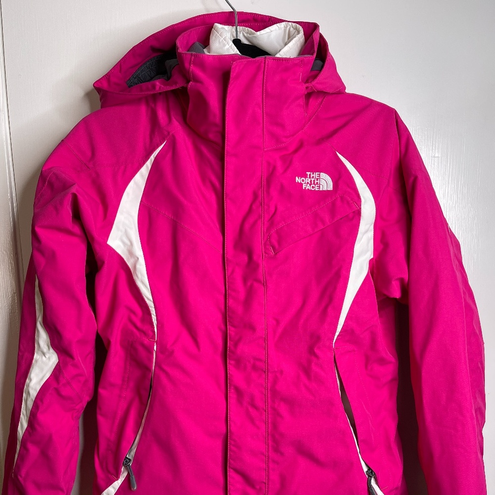 The North Face Fuchsia and White Ski Jacket